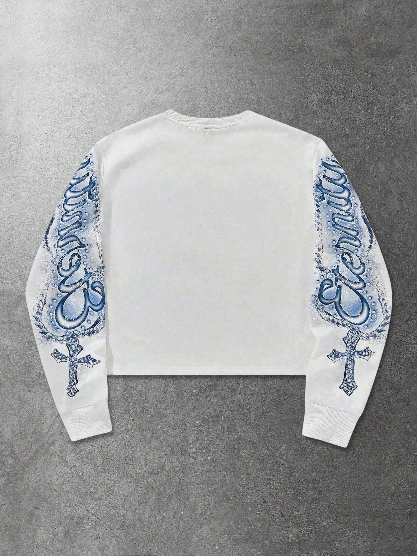 ROMWE MEN Street Life Men's Letter & Angel Graphic Print Crew Neck Pullover Sweatshirt