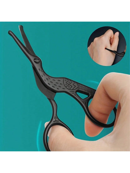 Round Tip Stainless Steel Nose Hair Scissors, 1pc Crane-Shape Beauty Scissors For Eyebrow, Nose, Beard, Ear Hair, Stainless Steel Eyebrow Scissors, Unisex Professional Facial Hair Scissors