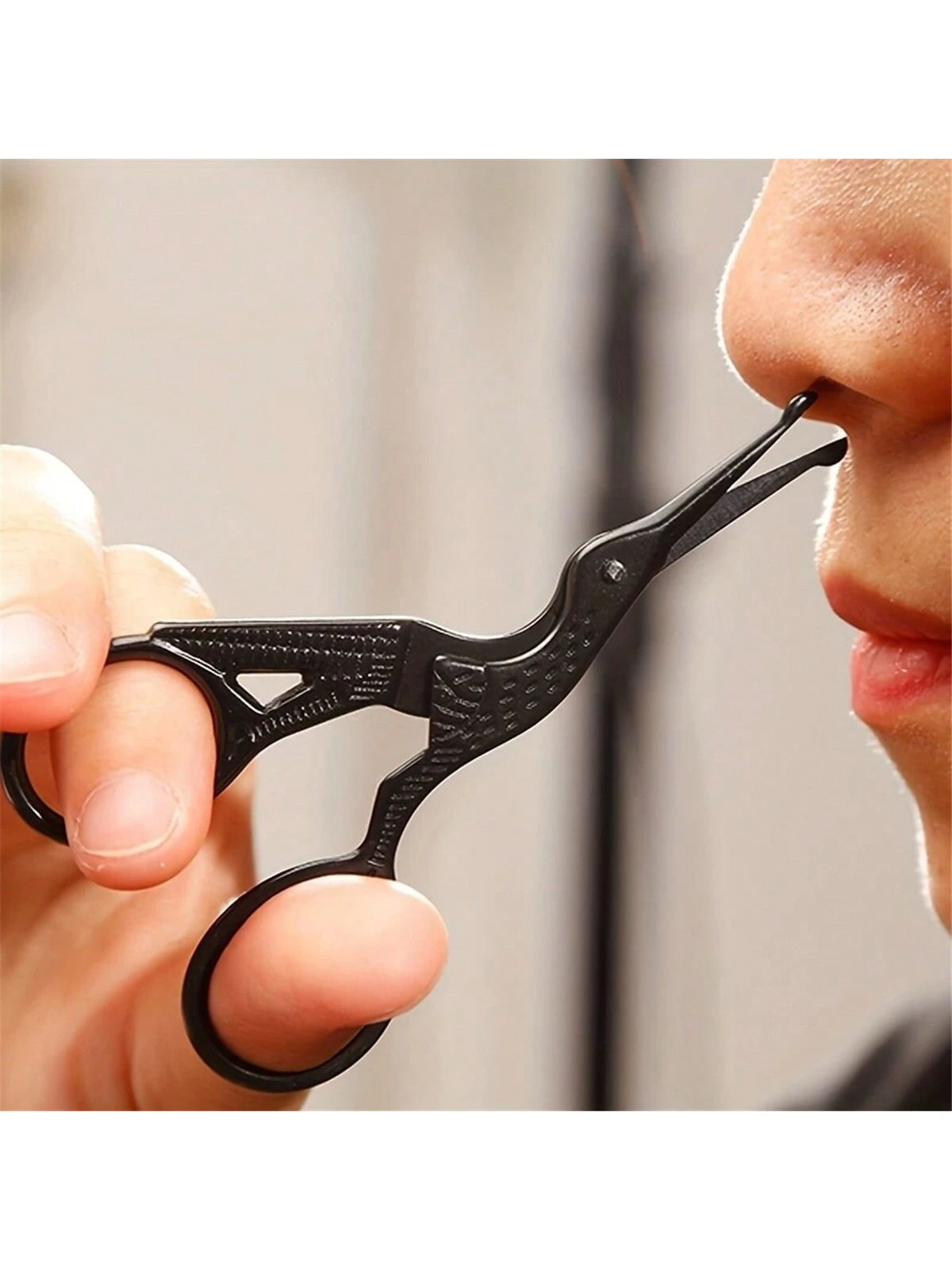 Round Tip Stainless Steel Nose Hair Scissors, 1pc Crane-Shape Beauty Scissors For Eyebrow, Nose, Beard, Ear Hair, Stainless Steel Eyebrow Scissors, Unisex Professional Facial Hair Scissors
