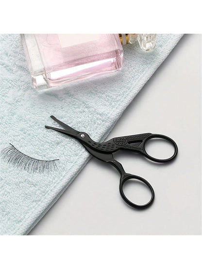 Round Tip Stainless Steel Nose Hair Scissors, 1pc Crane-Shape Beauty Scissors For Eyebrow, Nose, Beard, Ear Hair, Stainless Steel Eyebrow Scissors, Unisex Professional Facial Hair Scissors