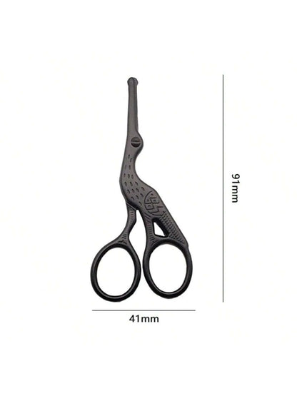 Round Tip Stainless Steel Nose Hair Scissors, 1pc Crane-Shape Beauty Scissors For Eyebrow, Nose, Beard, Ear Hair, Stainless Steel Eyebrow Scissors, Unisex Professional Facial Hair Scissors