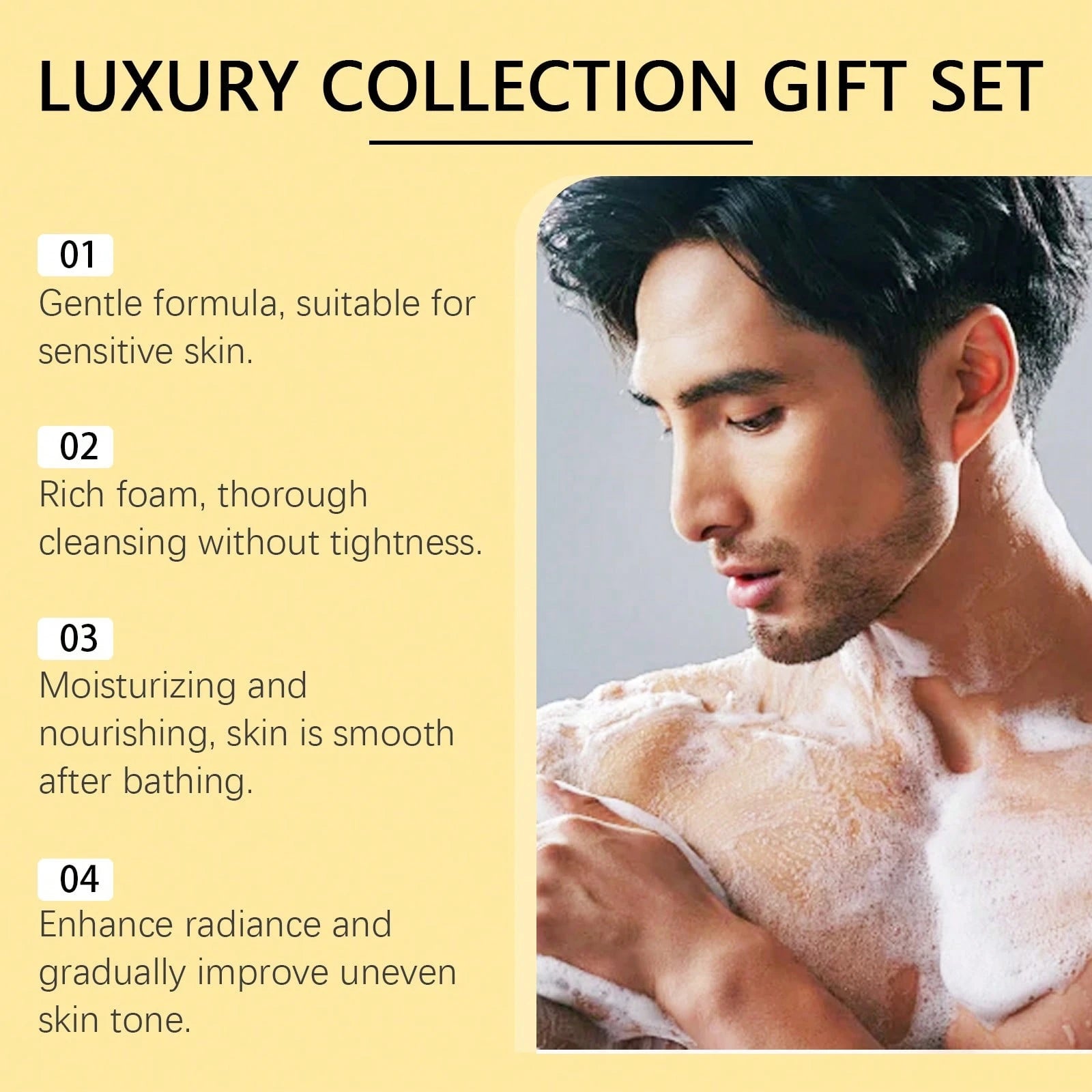 Roxelis Men's Skincare Gift Set 4 In 1 Set (Men Body Lotion 100g & Men Body Spray 100ml & Men Shower Gel 100ml & Birch Lemon Perfume 100ml) Perfect Christmas Birthday Gift For Father, Boyfriend