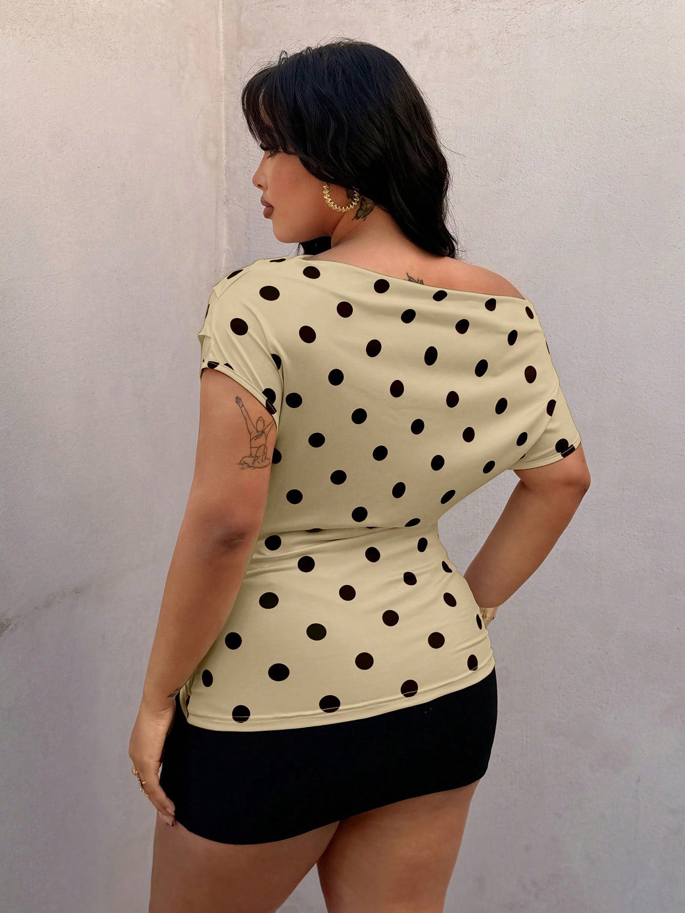Rustia Plus Size Polka Dot Scoop Neck Sleeveless T-Shirt, Spring/Summer