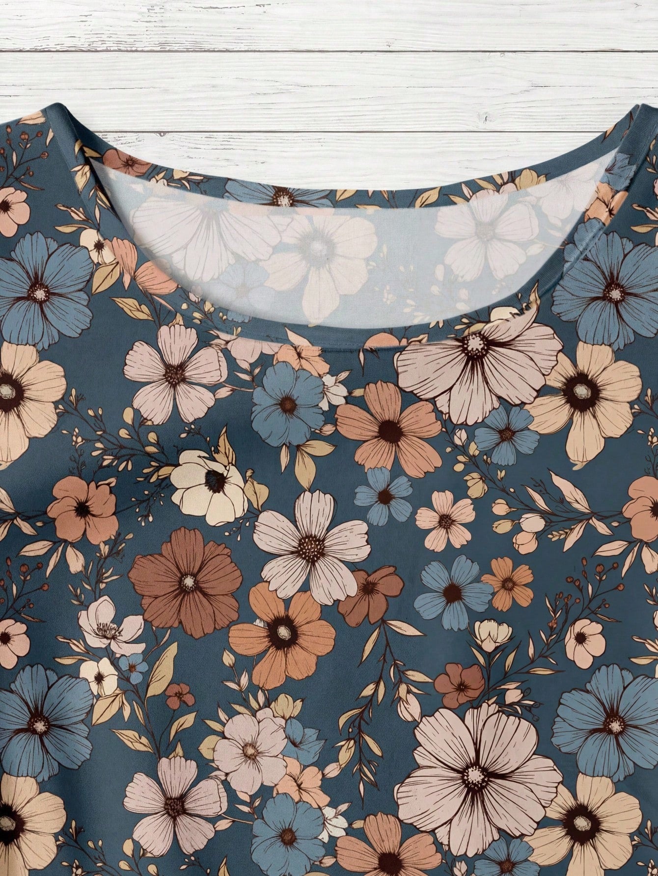Rusticease Women's Casual V-Neck Cap Sleeve Loose Blouse, Retro Floral Print