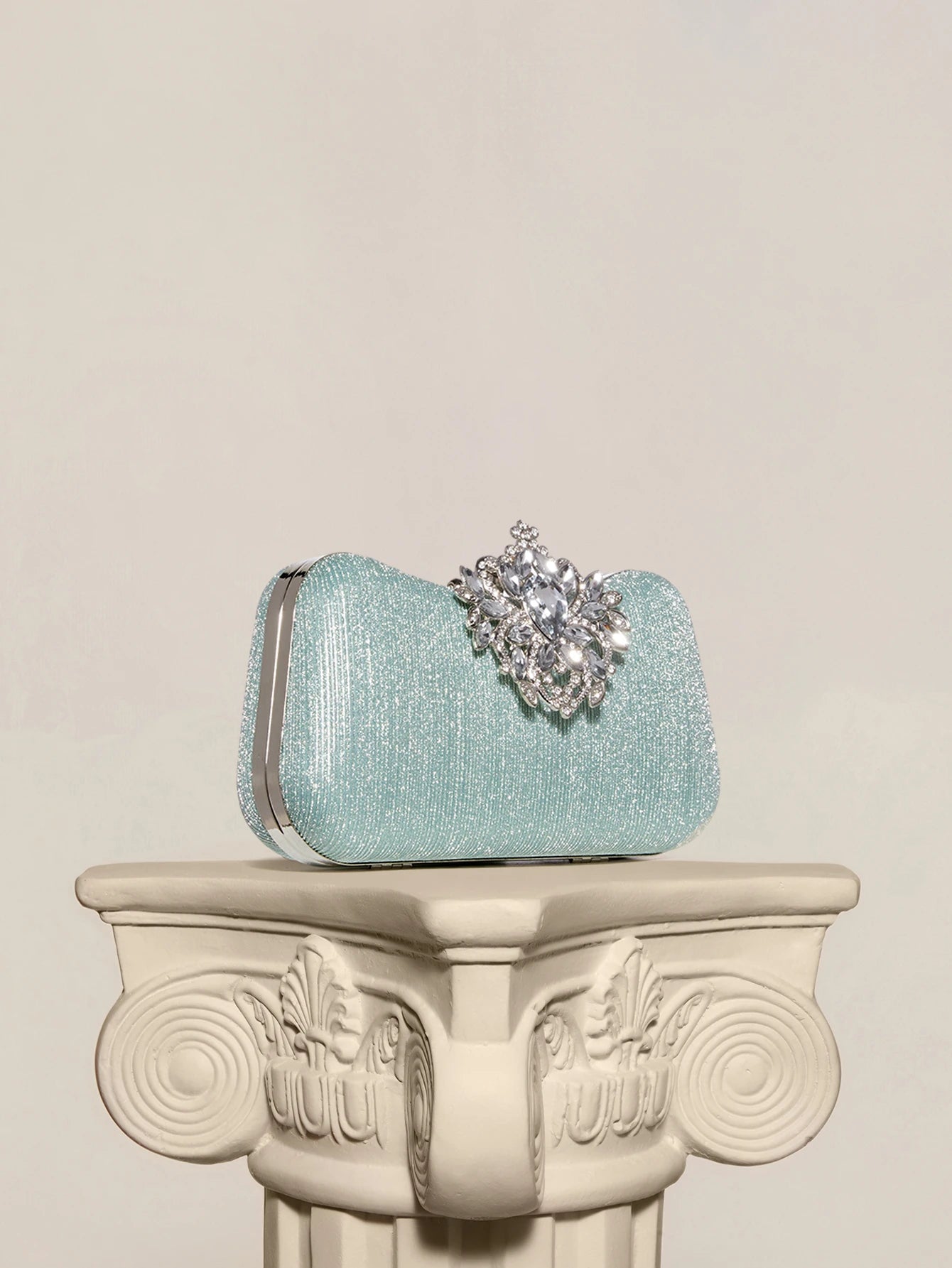 Rylithe 1pc Mint Green Glitter Luxury Crystal Elegant Evening Bag Rhinestone Clutch, Ideal Gift For Women Suitable For Party, Wedding, Banquet