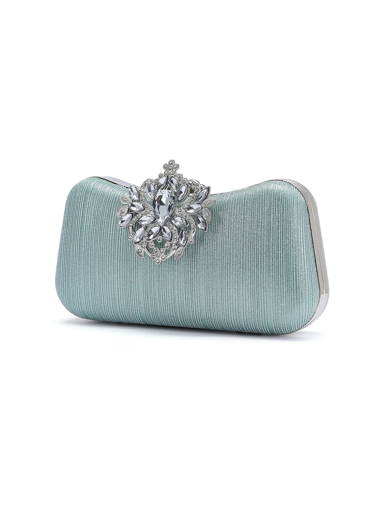 Rylithe 1pc Mint Green Glitter Luxury Crystal Elegant Evening Bag Rhinestone Clutch, Ideal Gift For Women Suitable For Party, Wedding, Banquet