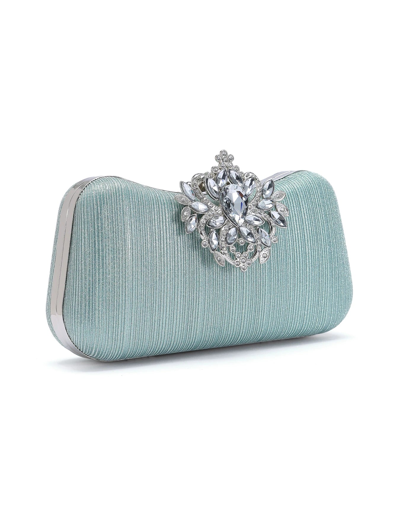Rylithe 1pc Mint Green Glitter Luxury Crystal Elegant Evening Bag Rhinestone Clutch, Ideal Gift For Women Suitable For Party, Wedding, Banquet