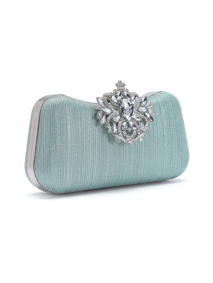 Rylithe 1pc Mint Green Glitter Luxury Crystal Elegant Evening Bag Rhinestone Clutch, Ideal Gift For Women Suitable For Party, Wedding, Banquet