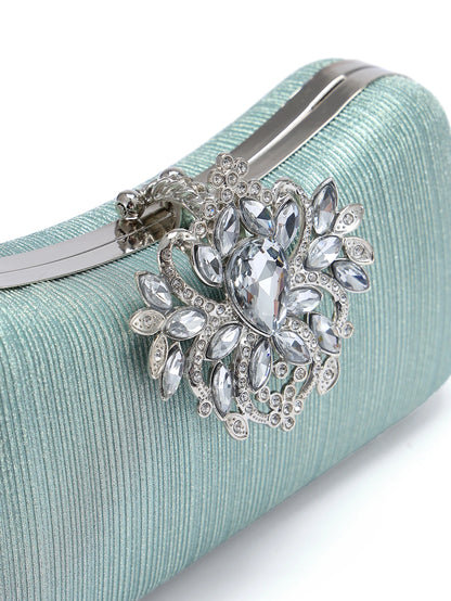 Rylithe 1pc Mint Green Glitter Luxury Crystal Elegant Evening Bag Rhinestone Clutch, Ideal Gift For Women Suitable For Party, Wedding, Banquet