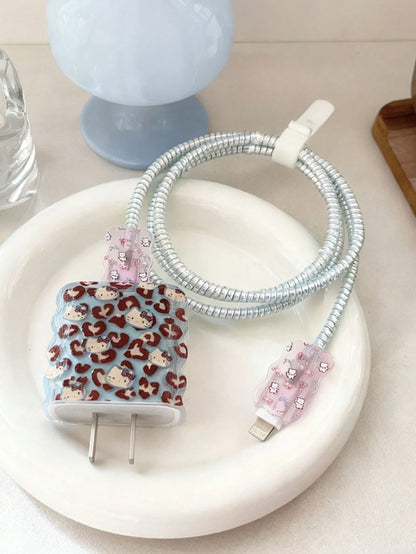 SANRIO 1 Set Cute Leopard Print Hello Kitty Charging Protection Case- Compatible With IPhone 16 Pro/17 Pro, Includes 20W Charging Adapter And Cable (Charger Not Included)