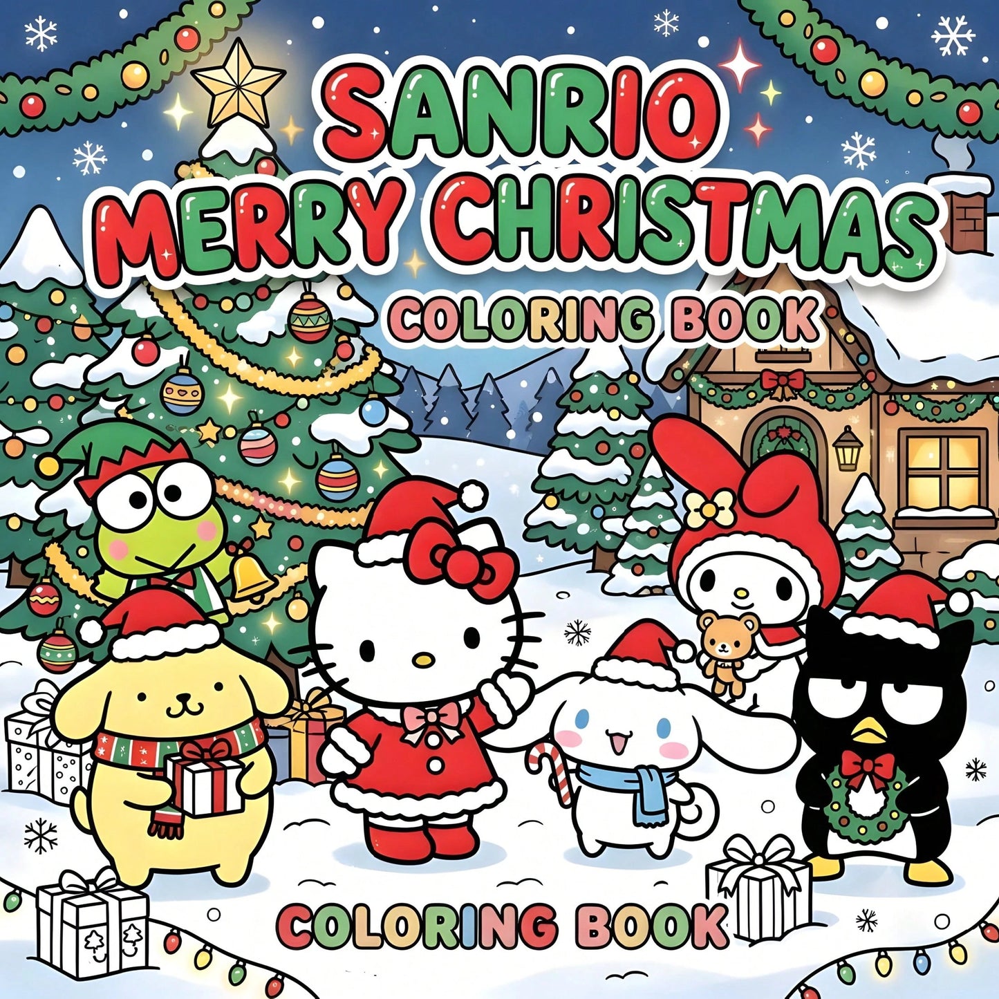 SANRIO MERRY CHRISTMAS: Cute Sanrio Characters Winter Christmas Coloring Book, 24 Pages All Ages Coloring Book, Suitable For Home And School, Ideal Christmas, Birthday, Back To School Gift, Comes With