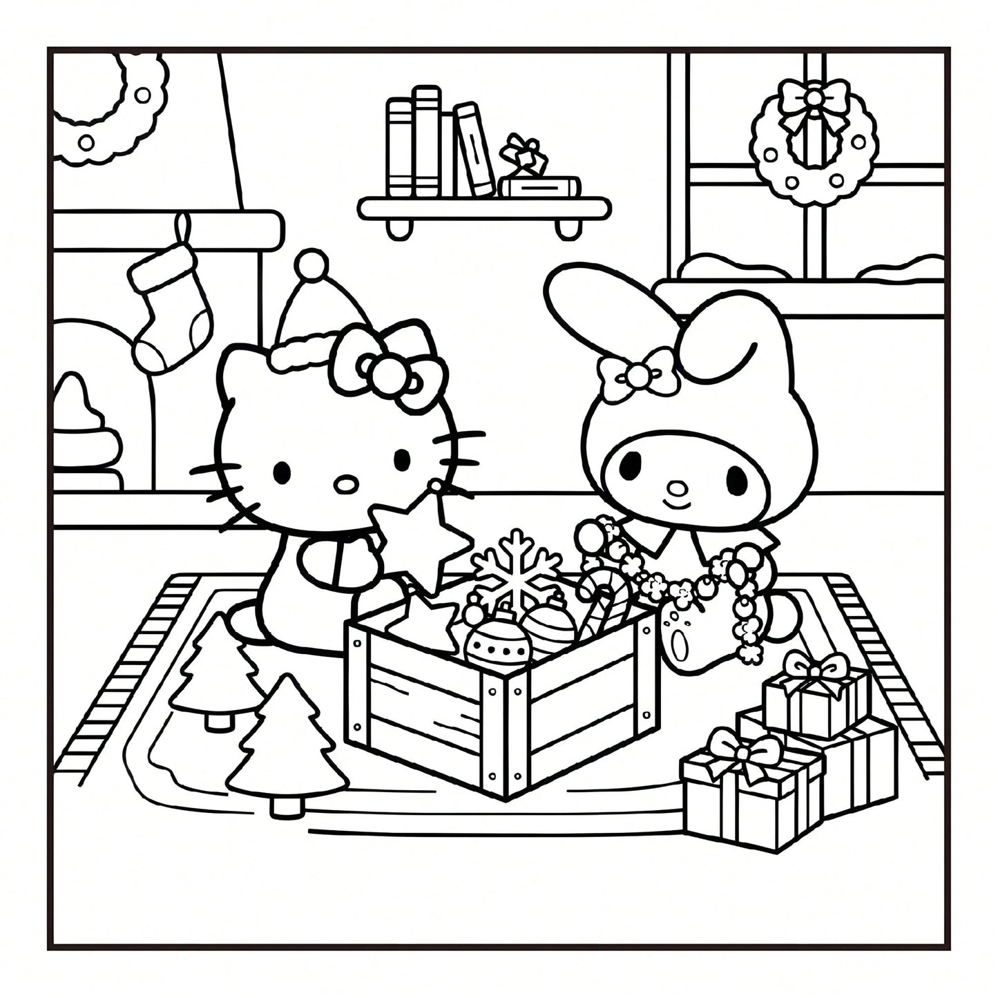 SANRIO MERRY CHRISTMAS: Cute Sanrio Characters Winter Christmas Coloring Book, 24 Pages All Ages Coloring Book, Suitable For Home And School, Ideal Christmas, Birthday, Back To School Gift, Comes With