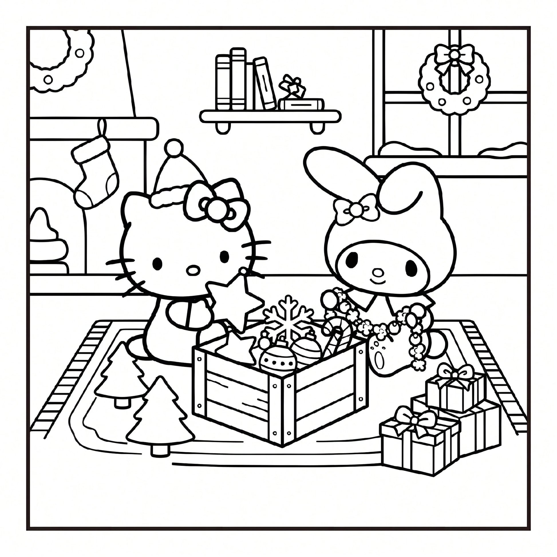 SANRIO MERRY CHRISTMAS: Cute Sanrio Characters Winter Christmas Coloring Book, 24 Pages All Ages Coloring Book, Suitable For Home And School, Ideal Christmas, Birthday, Back To School Gift, Comes With