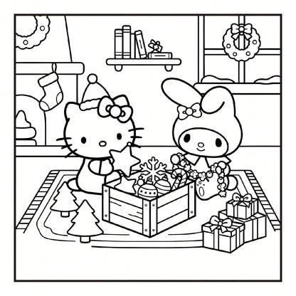 SANRIO MERRY CHRISTMAS: Cute Sanrio Characters Winter Christmas Coloring Book, 24 Pages All Ages Coloring Book, Suitable For Home And School, Ideal Christmas, Birthday, Back To School Gift, Comes With