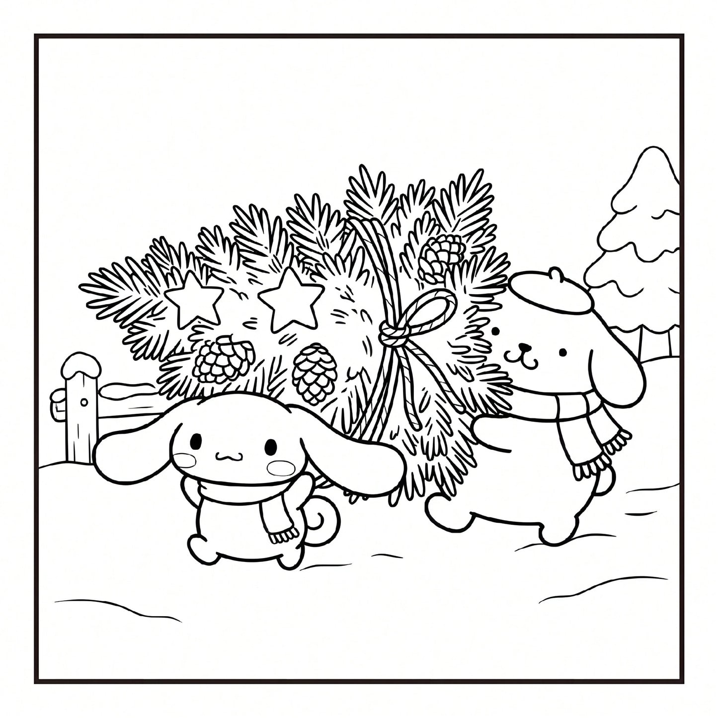 SANRIO MERRY CHRISTMAS: Cute Sanrio Characters Winter Christmas Coloring Book, 24 Pages All Ages Coloring Book, Suitable For Home And School, Ideal Christmas, Birthday, Back To School Gift, Comes With