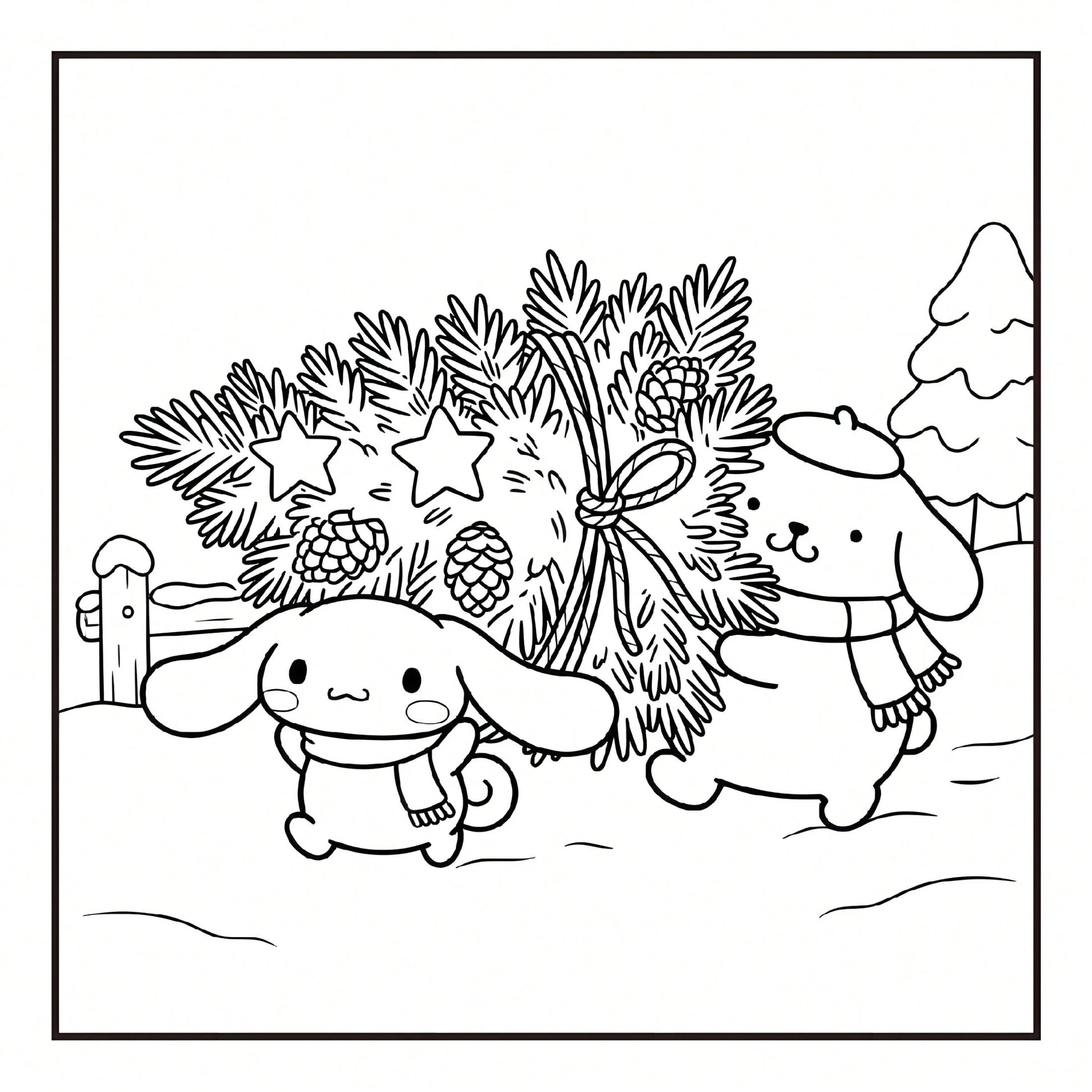 SANRIO MERRY CHRISTMAS: Cute Sanrio Characters Winter Christmas Coloring Book, 24 Pages All Ages Coloring Book, Suitable For Home And School, Ideal Christmas, Birthday, Back To School Gift, Comes With