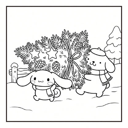 SANRIO MERRY CHRISTMAS: Cute Sanrio Characters Winter Christmas Coloring Book, 24 Pages All Ages Coloring Book, Suitable For Home And School, Ideal Christmas, Birthday, Back To School Gift, Comes With