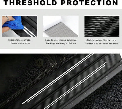 Sbulhia 4 PCS Car Door Sill Protector, Anti-Scratch Carbon Fiber Leather Car Door Entry Edge Guard, Waterproof Threshold Scuff Protection Cover Sticker For Cars (Blue-4pcs)