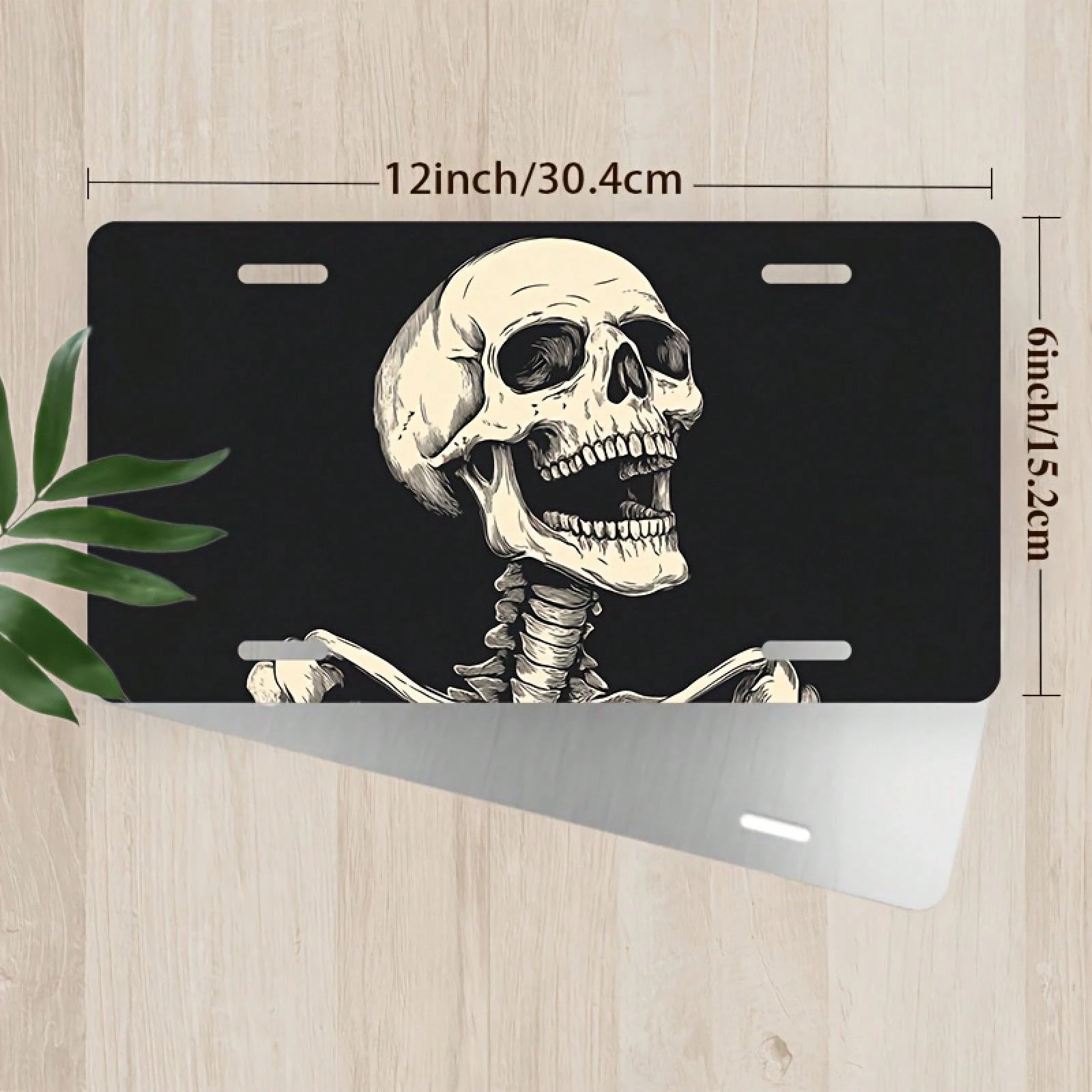 Screaming Skull Aluminum License Plate Cover & Frame- Stylish Black & White Design, Durable Front Car Tag For Men & Women, 12" X 6", Polished Finish, Automotive Exterior Accessory, Novelty License Pl