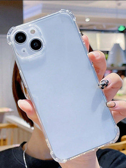 Screen Protection Silicone Wallet Card Slot Silicone Solid Color Material Silicone 1pc Transparent Card Slot Shockproof Stand Phone Case Compatible With IPhone 15 14 13 12 11 Pro Max 14Plus Transparen