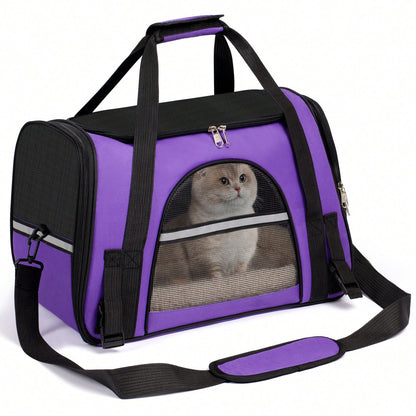 Secure Zipper Anti-Escape Pet Carrier Backpack| Spacious Ventilated Foldable Cat/Dog Travel Bag| Car & Airline Approved Collapsible Cage With Breathable Design