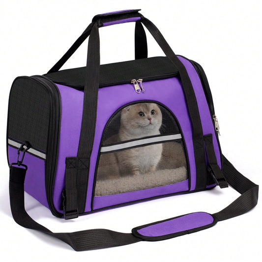 Secure Zipper Anti-Escape Pet Carrier Backpack| Spacious Ventilated Foldable Cat/Dog Travel Bag| Car & Airline Approved Collapsible Cage With Breathable Design