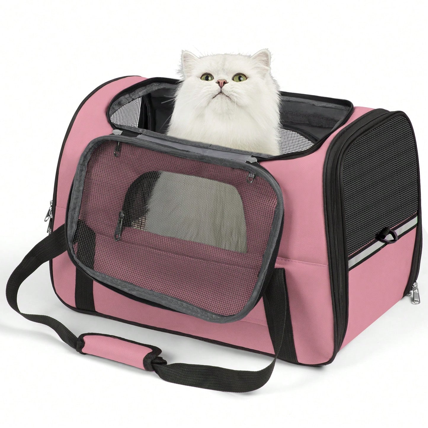 Secure Zipper Anti-Escape Pet Carrier Backpack| Spacious Ventilated Foldable Cat/Dog Travel Bag| Car & Airline Approved Collapsible Cage With Breathable Design