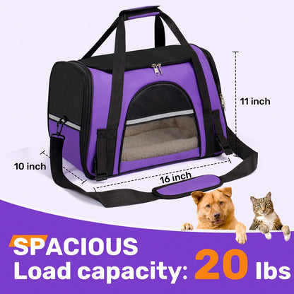Secure Zipper Anti-Escape Pet Carrier Backpack| Spacious Ventilated Foldable Cat/Dog Travel Bag| Car & Airline Approved Collapsible Cage With Breathable Design