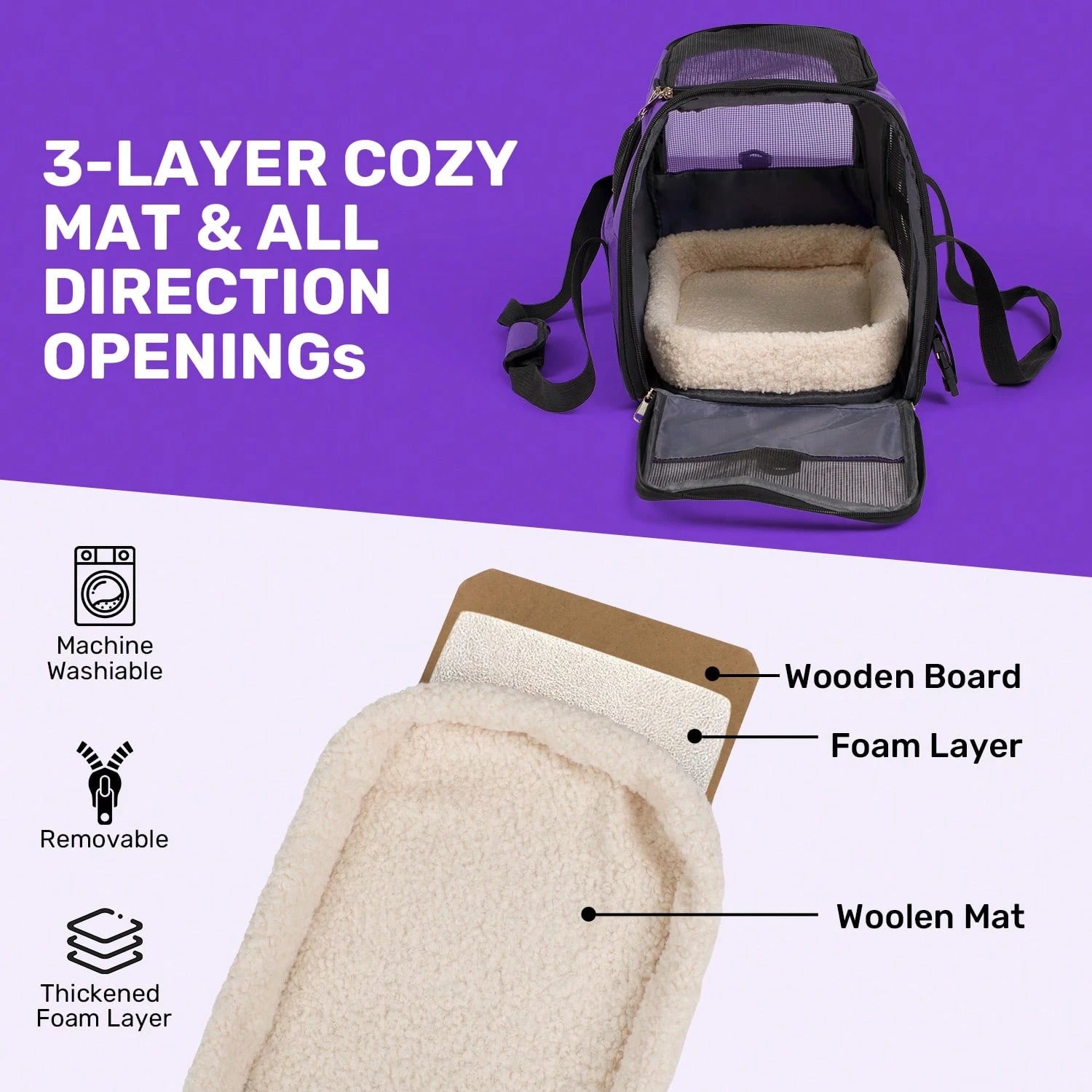 Secure Zipper Anti-Escape Pet Carrier Backpack| Spacious Ventilated Foldable Cat/Dog Travel Bag| Car & Airline Approved Collapsible Cage With Breathable Design