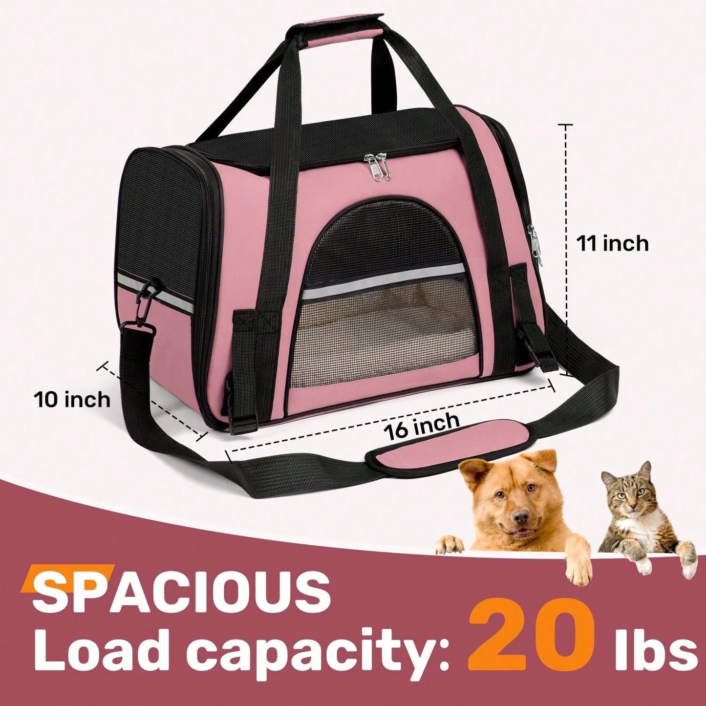 Secure Zipper Anti-Escape Pet Carrier Backpack| Spacious Ventilated Foldable Cat/Dog Travel Bag| Car & Airline Approved Collapsible Cage With Breathable Design