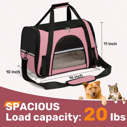 Secure Zipper Anti-Escape Pet Carrier Backpack| Spacious Ventilated Foldable Cat/Dog Travel Bag| Car & Airline Approved Collapsible Cage With Breathable Design