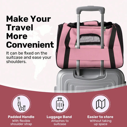 Secure Zipper Anti-Escape Pet Carrier Backpack| Spacious Ventilated Foldable Cat/Dog Travel Bag| Car & Airline Approved Collapsible Cage With Breathable Design