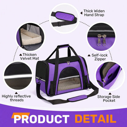 Secure Zipper Anti-Escape Pet Carrier Backpack| Spacious Ventilated Foldable Cat/Dog Travel Bag| Car & Airline Approved Collapsible Cage With Breathable Design