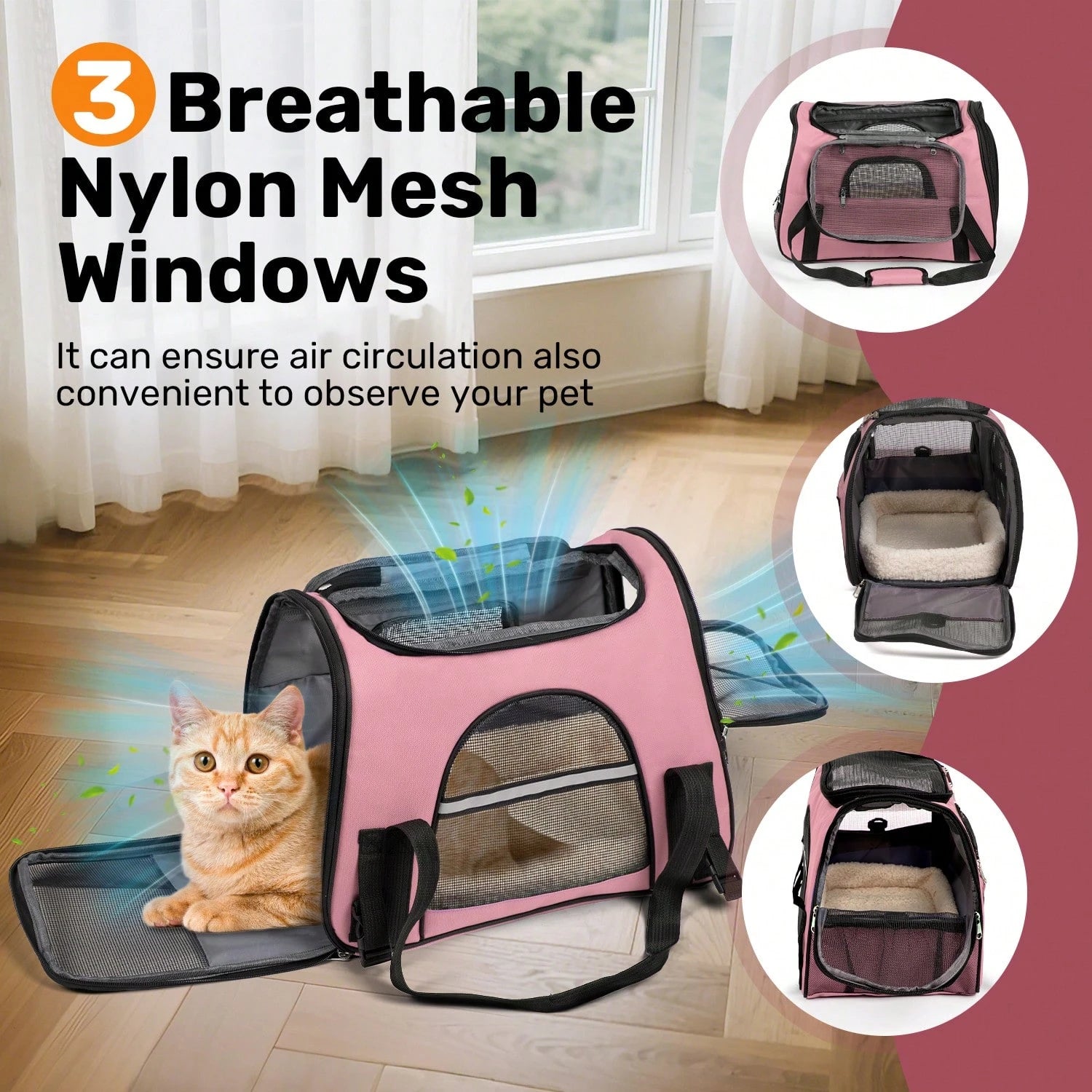 Secure Zipper Anti-Escape Pet Carrier Backpack| Spacious Ventilated Foldable Cat/Dog Travel Bag| Car & Airline Approved Collapsible Cage With Breathable Design