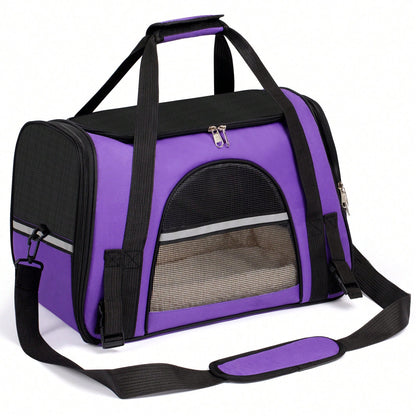 Secure Zipper Anti-Escape Pet Carrier Backpack| Spacious Ventilated Foldable Cat/Dog Travel Bag| Car & Airline Approved Collapsible Cage With Breathable Design