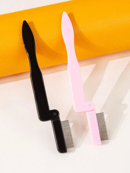 SEPROFE 1pc Folding Stainless Steel Comb With Dense Teeth, Helps Separate Lashes, Prevent Mascara Clumping, Portable Eyelash Brush,Eyebrow Brush,Eyeshadow Brush,Spoolie,Spoolie Brush,Giveaways