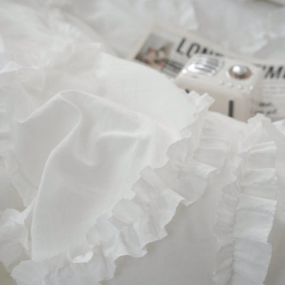 Shabby Chic Bedding Comforter Set Queen/King Size,White Comforter King Bed Set 3 Pcs,Vintage Boho Farmhouse Bedding Set,Ruffle Comforter Aesthetic Bedding Set For Women Adults Soft Lightweight Comfor
