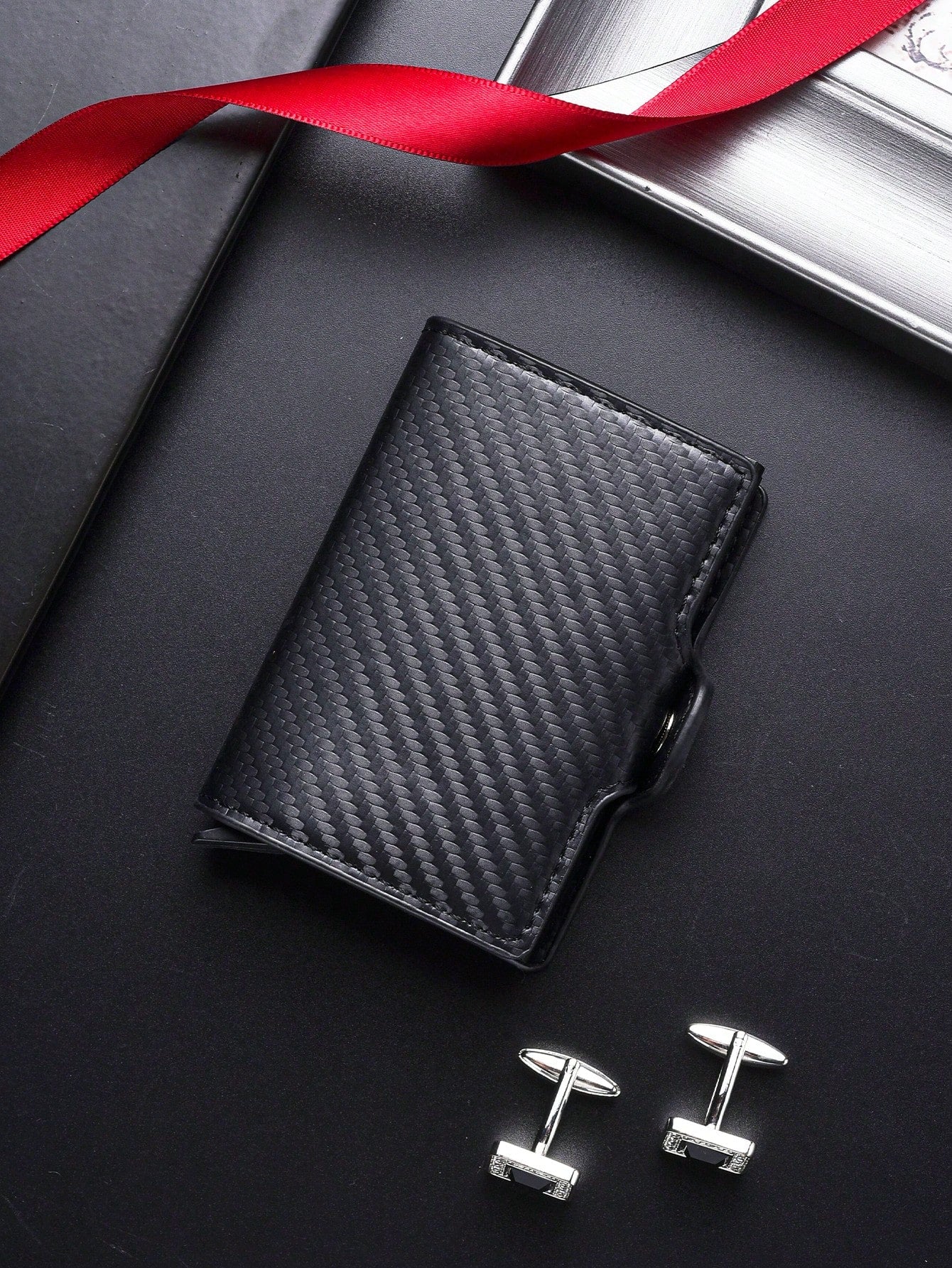 SHABILI Men's Card Holder Automatic Metal Credit Card Pop-Up Slot Minimalist Portable Anti-Theft RFID Aluminum Alloy Wallet