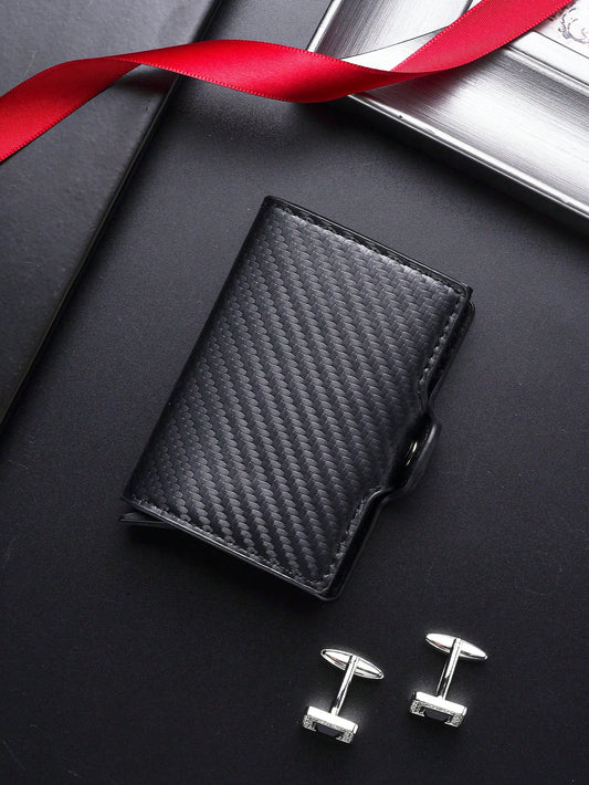 SHABILI Men's Card Holder Automatic Metal Credit Card Pop-Up Slot Minimalist Portable Anti-Theft RFID Aluminum Alloy Wallet