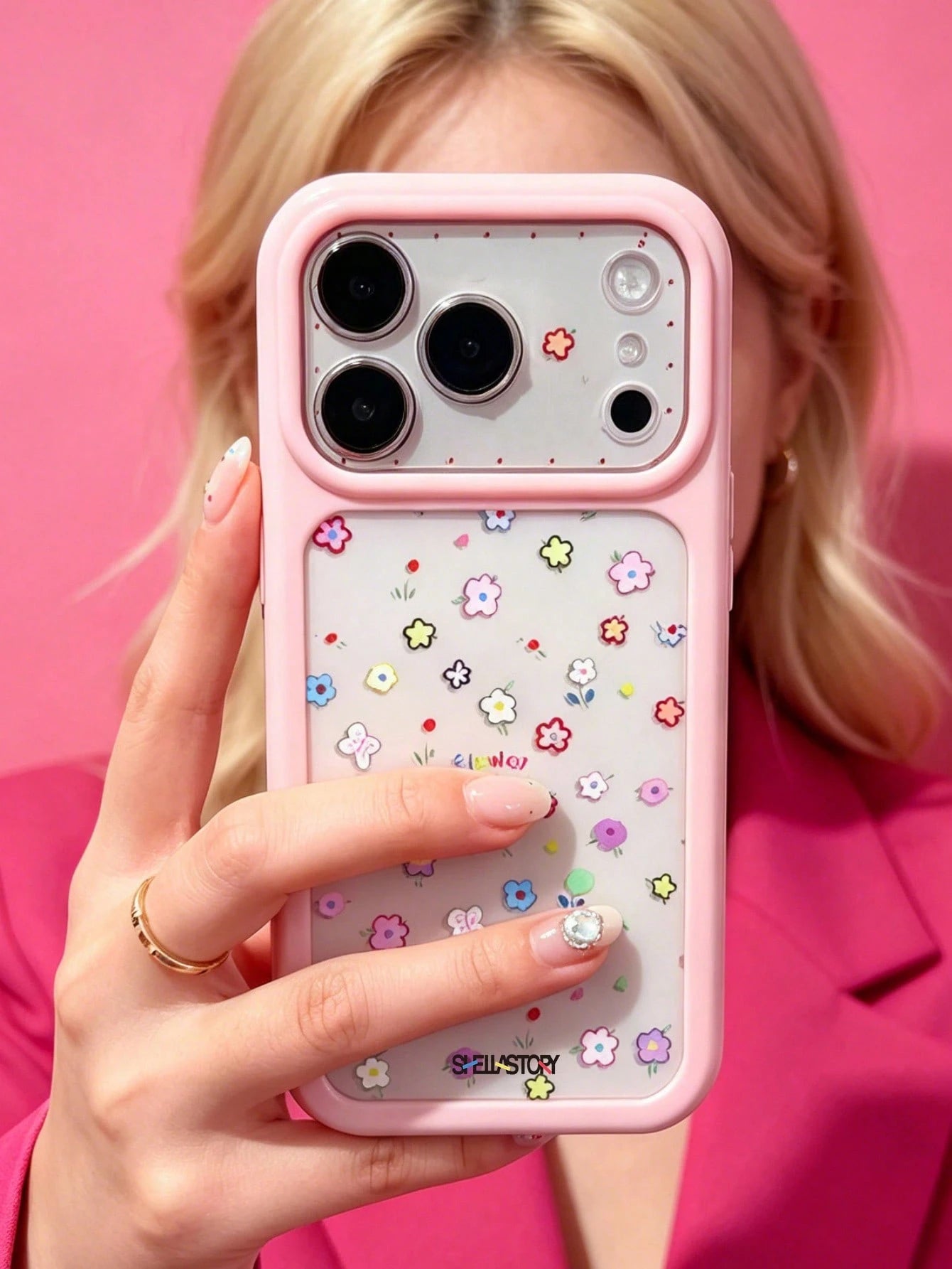 ShellaStory Fashion Colorful Small Floral Patterns Compatible With IPhone 17 Pro Max 17 Pro 17 16 Pro Max 16 Pro 16 15 Pro Max 15 Pro 15 14 Pro Max 14 Pro 14 Spring Style Flower Shockproof Bumper Cove
