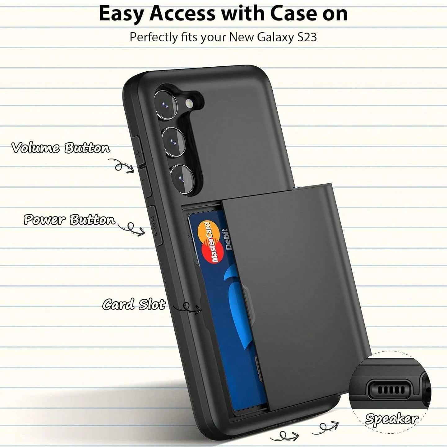 Shockproof 2-In-1 PC Card Holder Phone Case, Compatible With Apple 17 Pro Max 17 Pro 17e 16E 15 14 13 12 11, Galaxy S26 Ultra S25 Ultra A37 A57 A56 A55 A17 S25 FE A14 A15 A16 A26 A36 A35 A25, And P30