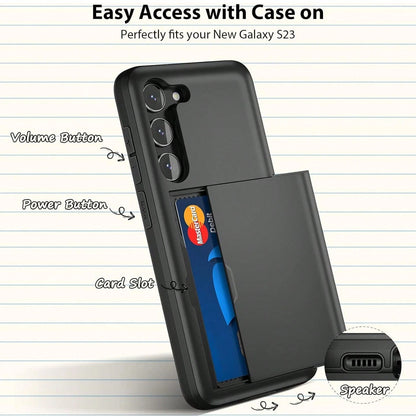 Shockproof 2-In-1 PC Card Holder Phone Case, Compatible With Apple 17 Pro Max 17 Pro 17e 16E 15 14 13 12 11, Galaxy S26 Ultra S25 Ultra A37 A57 A56 A55 A17 S25 FE A14 A15 A16 A26 A36 A35 A25, And P30