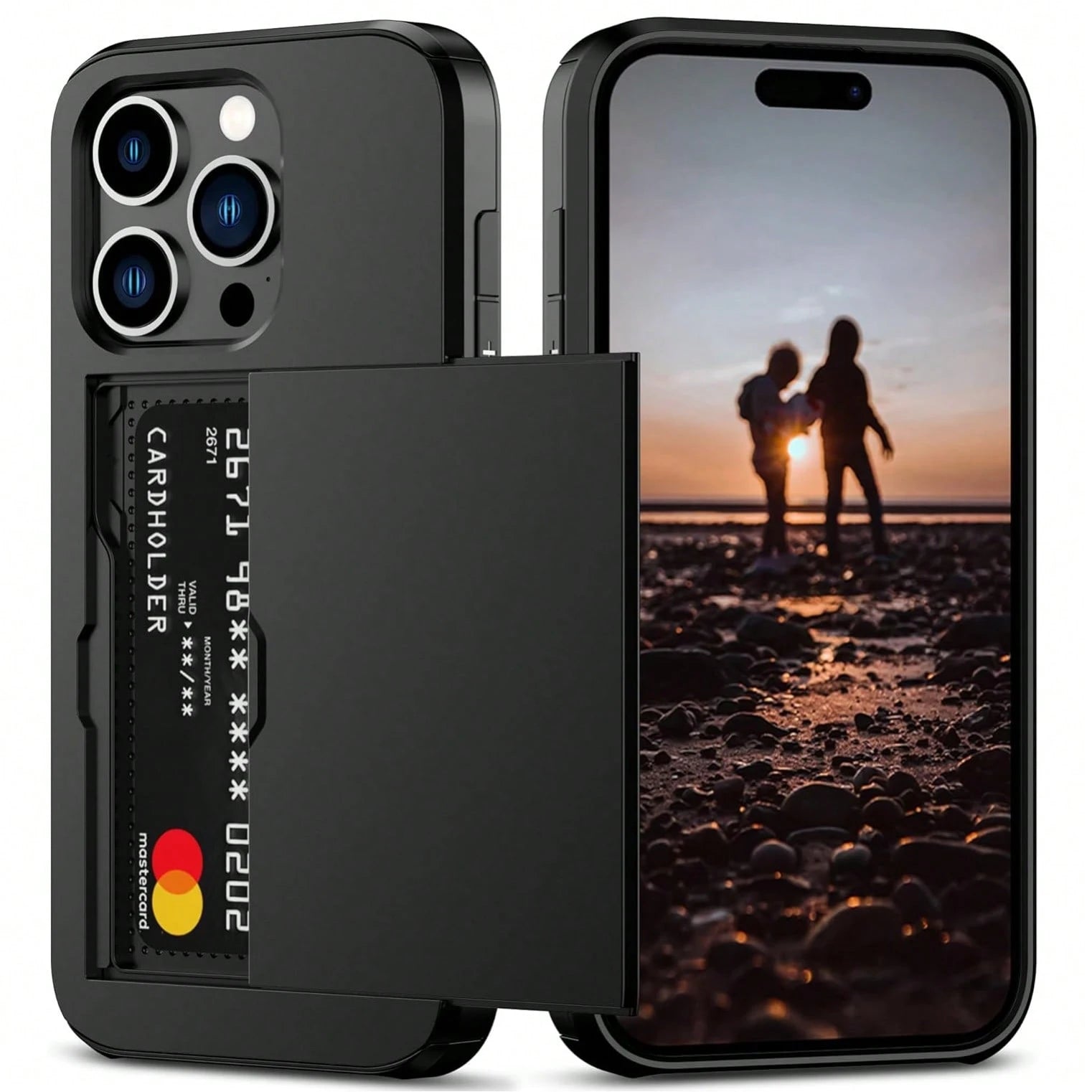 Shockproof 2-In-1 PC Card Holder Phone Case, Compatible With Apple 17 Pro Max 17 Pro 17e 16E 15 14 13 12 11, Galaxy S26 Ultra S25 Ultra A37 A57 A56 A55 A17 S25 FE A14 A15 A16 A26 A36 A35 A25, And P30