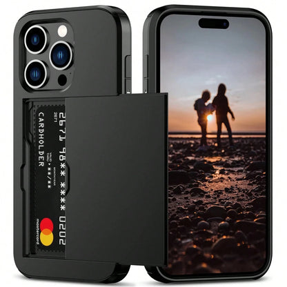 Shockproof 2-In-1 PC Card Holder Phone Case, Compatible With Apple 17 Pro Max 17 Pro 17e 16E 15 14 13 12 11, Galaxy S26 Ultra S25 Ultra A37 A57 A56 A55 A17 S25 FE A14 A15 A16 A26 A36 A35 A25, And P30
