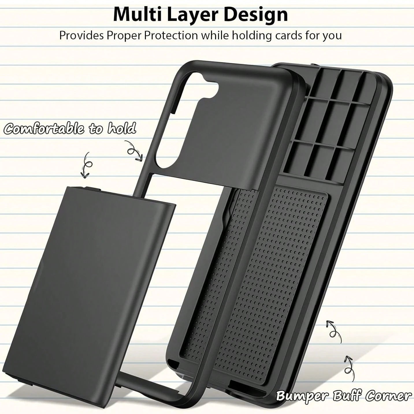 Shockproof 2-In-1 PC Card Holder Phone Case, Compatible With Apple 17 Pro Max 17 Pro 17e 16E 15 14 13 12 11, Galaxy S26 Ultra S25 Ultra A37 A57 A56 A55 A17 S25 FE A14 A15 A16 A26 A36 A35 A25, And P30