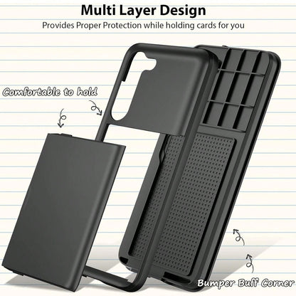 Shockproof 2-In-1 PC Card Holder Phone Case, Compatible With Apple 17 Pro Max 17 Pro 17e 16E 15 14 13 12 11, Galaxy S26 Ultra S25 Ultra A37 A57 A56 A55 A17 S25 FE A14 A15 A16 A26 A36 A35 A25, And P30