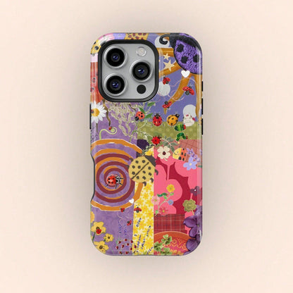Shockproof Collage Elements Fashion Phone Vintage Interesting Artistic & Floral Collage Phone Compatible With 17 16 15 14 Pro Plus 13 12 11 Spring Birthday