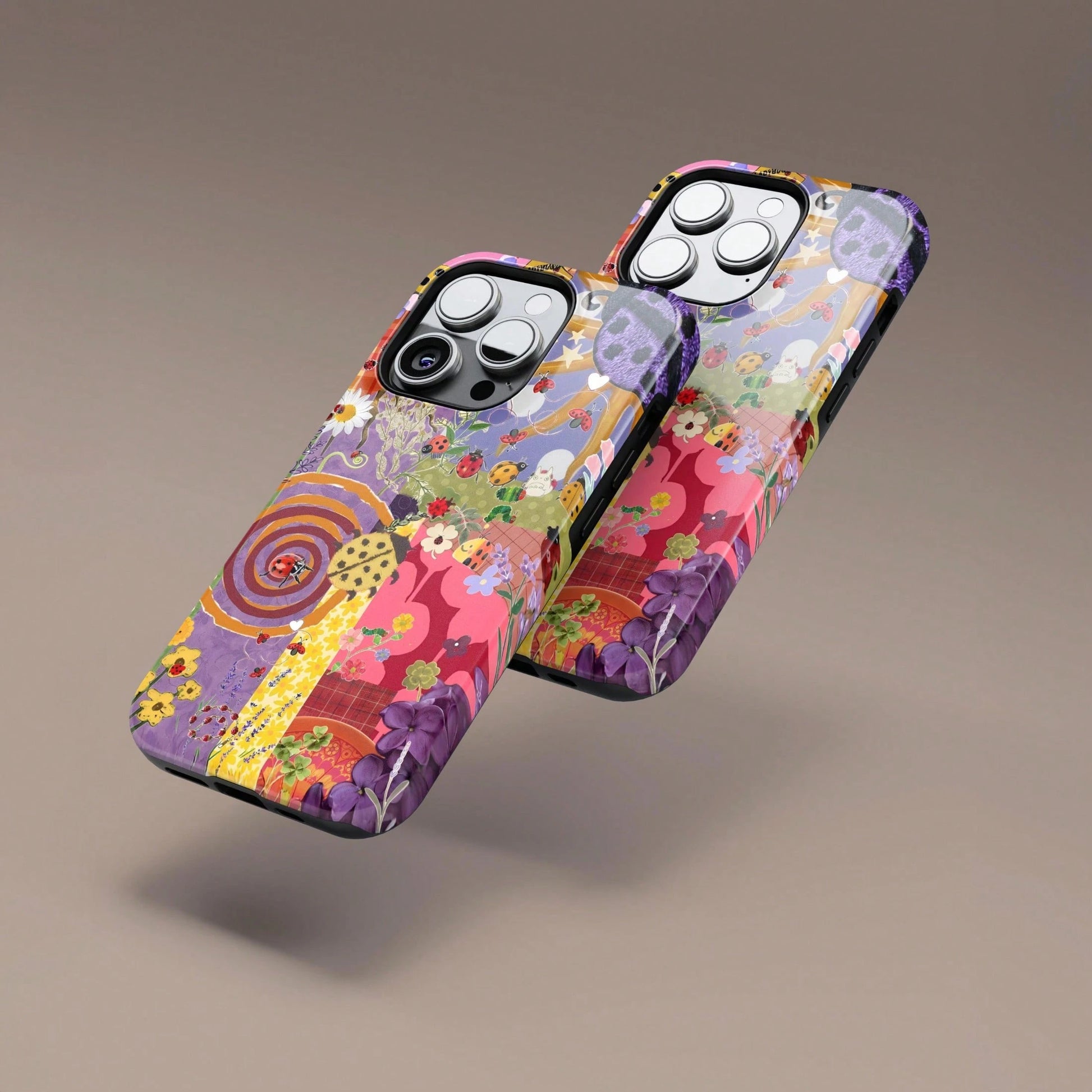 Shockproof Collage Elements Fashion Phone Vintage Interesting Artistic & Floral Collage Phone Compatible With 17 16 15 14 Pro Plus 13 12 11 Spring Birthday