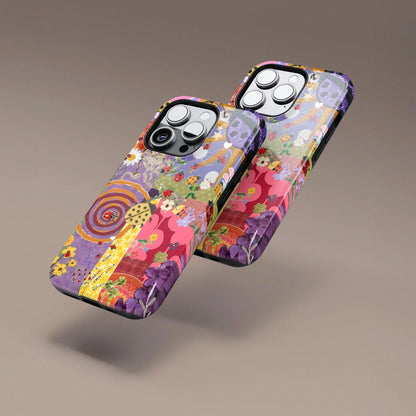 Shockproof Collage Elements Fashion Phone Vintage Interesting Artistic & Floral Collage Phone Compatible With 17 16 15 14 Pro Plus 13 12 11 Spring Birthday