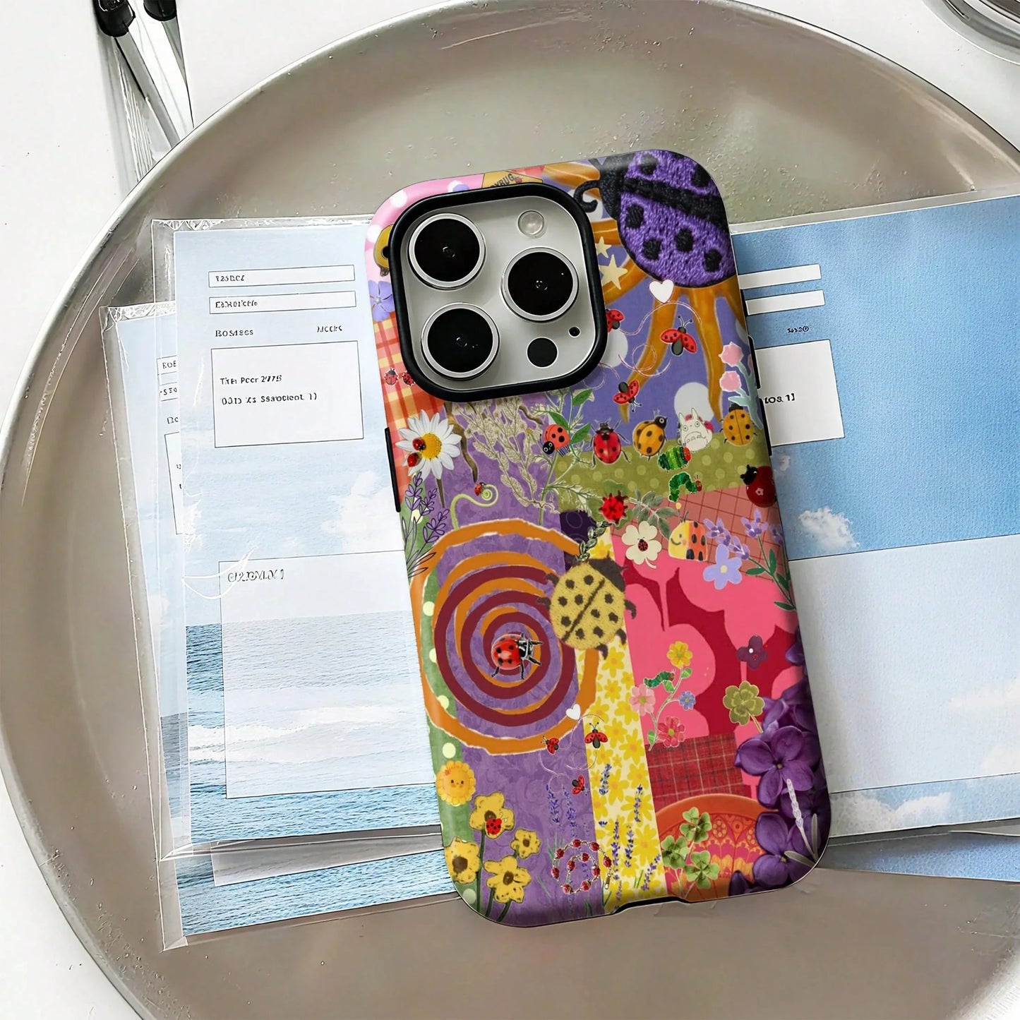 Shockproof Collage Elements Fashion Phone Vintage Interesting Artistic & Floral Collage Phone Compatible With 17 16 15 14 Pro Plus 13 12 11 Spring Birthday